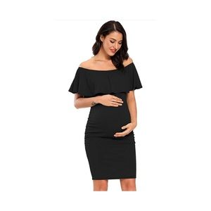 Off the Shoulder Ruffle Maternity Dress